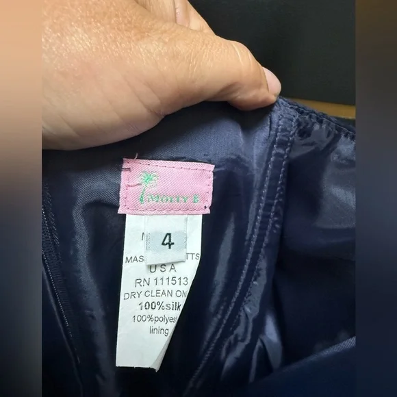 NWT Molly B Blue & White Silk Fit & Flare Dress 4 - Picture 2 of 4